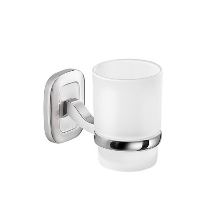 Gedy EV10 portaspazzolini da parete con contenitore in vetro satinato serie EVEREST