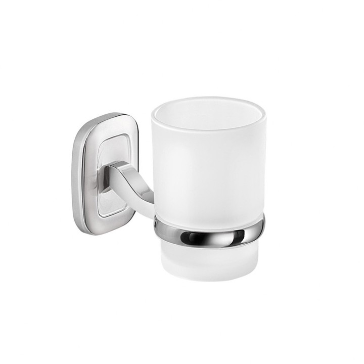 Gedy EV10 portaspazzolini da parete con contenitore in vetro satinato serie EVEREST
