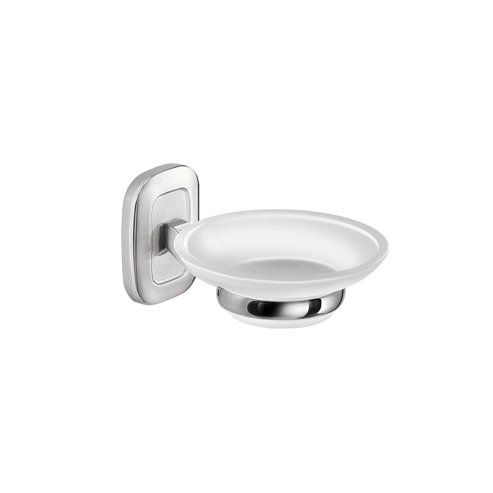 Gedy EV11 portasapone da parete con contenitore in vetro satinato serie EVEREST