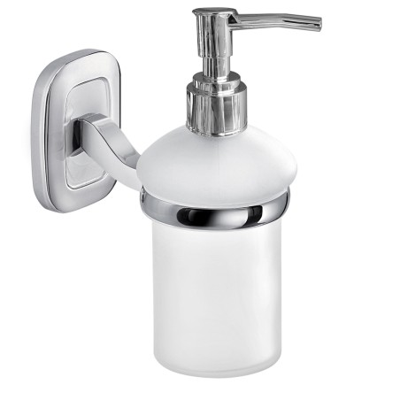 Gedy EV80 dosasapone da parete con contenitore in vetro satinato ed erogatore in plastica cromata serie EVEREST