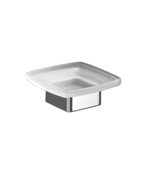 Gedy 5451 portasapone da appoggio con contenitore in vetro satinato serie LOUNGE