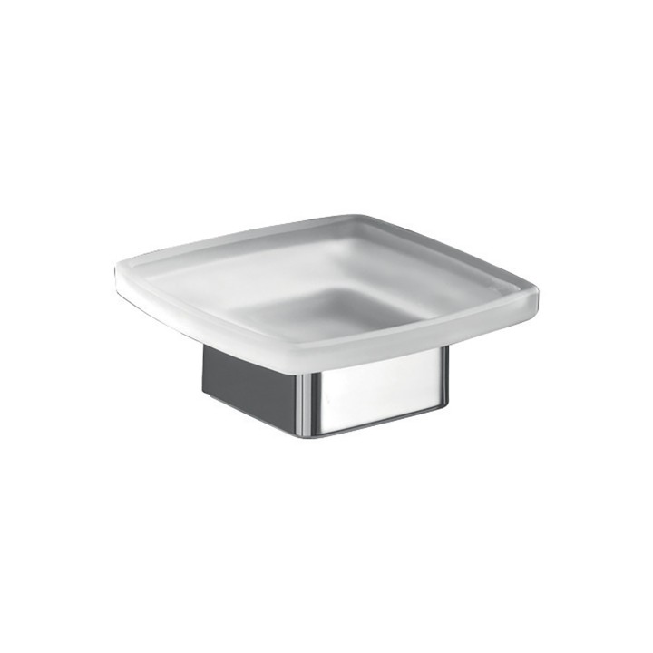 Gedy 5451 portasapone da appoggio con contenitore in vetro satinato serie LOUNGE