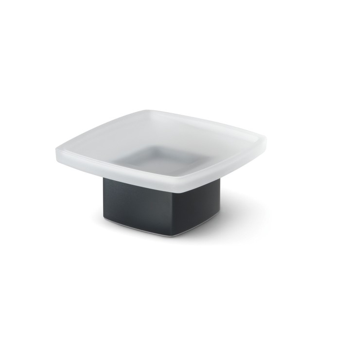 Gedy 5451 portasapone da appoggio con contenitore in vetro satinato serie LOUNGE