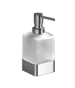 Gedy 5455 dosasapone da appoggio con contenitore in vetro satinato ed erogatore in ottone serie LOUNGE