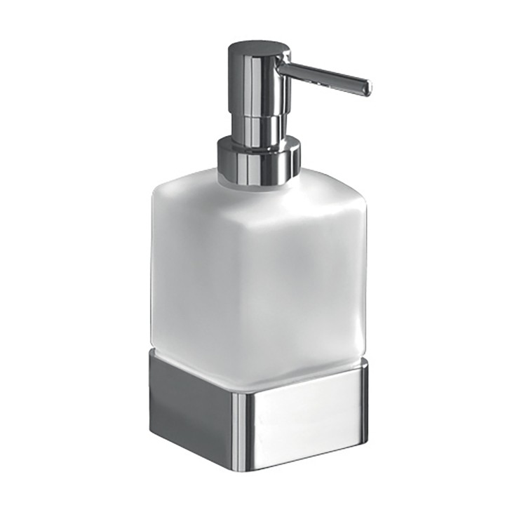 Gedy 5455 dosasapone da appoggio con contenitore in vetro satinato ed erogatore in ottone serie LOUNGE