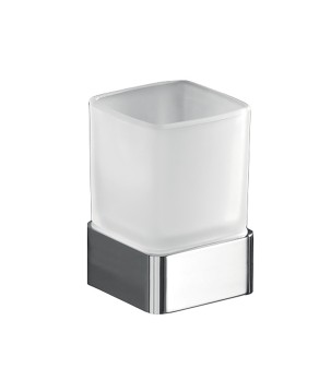 Gedy 5498 portaspazzolini da appoggio con contenitore in vetro satinato serie LOUNGE