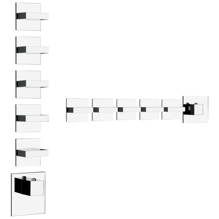 Gessi 43220 parte esterna miscelatore termostatico alta portata a parete 5 uscite indipendenti linea RETTANGOLO Gessi 43220 parte esterna miscelatore termostatico alta portata a parete 5 uscite indipendenti linea RETTANGOLO