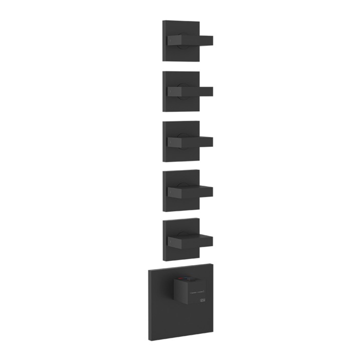 Gessi 43220 parte esterna miscelatore termostatico alta portata a parete 5 uscite indipendenti linea RETTANGOLO Gessi 43220 parte esterna miscelatore termostatico alta portata a parete 5 uscite indipendenti linea RETTANGOLO