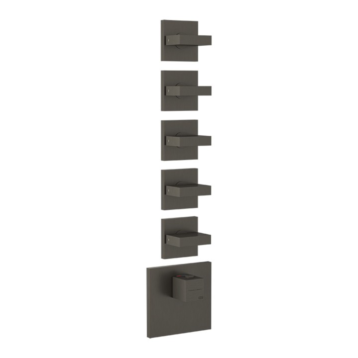 Gessi 43220 parte esterna miscelatore termostatico alta portata a parete 5 uscite indipendenti linea RETTANGOLO Gessi 43220 parte esterna miscelatore termostatico alta portata a parete 5 uscite indipendenti linea RETTANGOLO