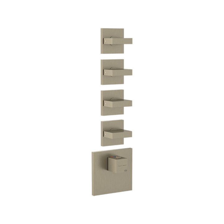 Gessi 43218 parte esterna miscelatore termostatico alta portata a parete 4 uscite indipendenti linea RETTANGOLO Gessi 43218 parte esterna miscelatore termostatico alta portata a parete 4 uscite indipendenti linea RETTANGOLO