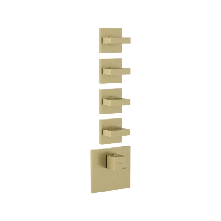 Gessi 43218 parte esterna miscelatore termostatico alta portata a parete 4 uscite indipendenti linea RETTANGOLO Gessi 43218 parte esterna miscelatore termostatico alta portata a parete 4 uscite indipendenti linea RETTANGOLO