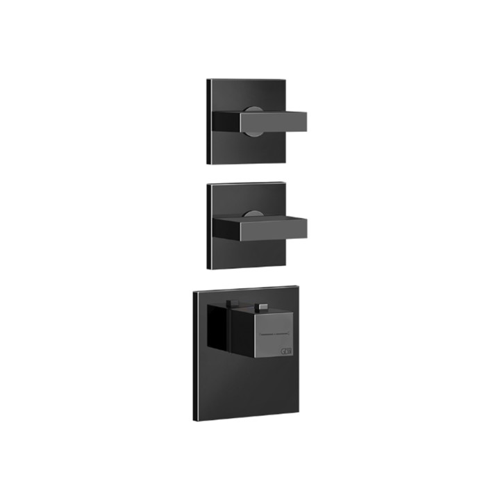 Gessi 43214 parte esterna miscelatore termostatico alta portata a parete 2 uscite indipendenti linea RETTANGOLO Gessi 43214 parte esterna miscelatore termostatico alta portata a parete 2 uscite indipendenti linea RETTANGOLO