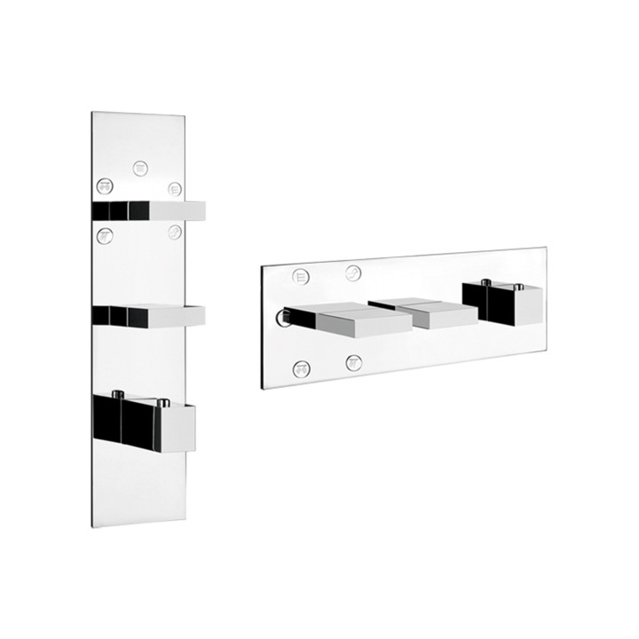 Gessi 43032 parte esterna miscelatore termostatico alta portata a parete 5 uscite con selezione singola linea RETTANGOLO Gessi 43032 parte esterna miscelatore termostatico alta portata a parete 5 uscite con selezione singola linea RETTANGOLO
