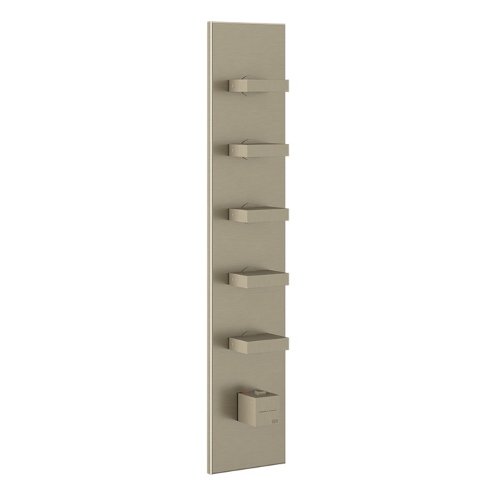 Gessi 43030 parte esterna miscelatore termostatico alta portata a parete 5 uscite indipendenti linea RETTANGOLO Gessi 43030 parte esterna miscelatore termostatico alta portata a parete 5 uscite indipendenti linea RETTANGOLO