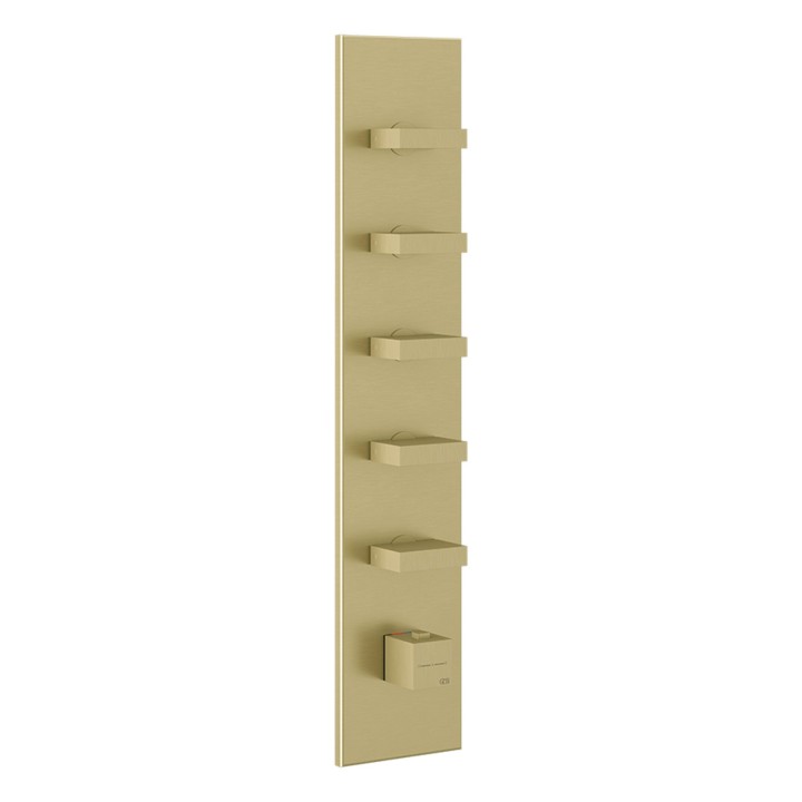 Gessi 43030 parte esterna miscelatore termostatico alta portata a parete 5 uscite indipendenti linea RETTANGOLO Gessi 43030 parte esterna miscelatore termostatico alta portata a parete 5 uscite indipendenti linea RETTANGOLO