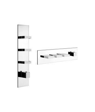 Gessi 43026 parte esterna miscelatore termostatico alta portata a parete 3 uscite indipendenti linea RETTANGOLO
