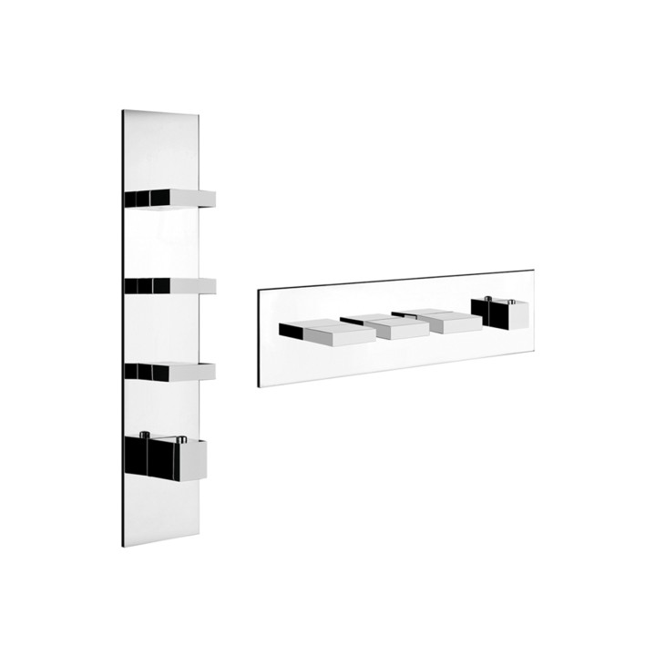 Gessi 43026 parte esterna miscelatore termostatico alta portata a parete 3 uscite indipendenti linea RETTANGOLO Gessi 43026 parte esterna miscelatore termostatico alta portata a parete 3 uscite indipendenti linea RETTANGOLO