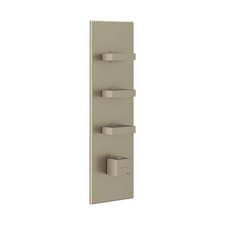 Gessi 43026 parte esterna miscelatore termostatico alta portata a parete 3 uscite indipendenti linea RETTANGOLO Gessi 43026 parte esterna miscelatore termostatico alta portata a parete 3 uscite indipendenti linea RETTANGOLO