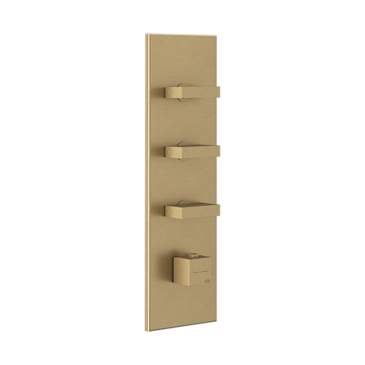 Gessi 43026 parte esterna miscelatore termostatico alta portata a parete 3 uscite indipendenti linea RETTANGOLO Gessi 43026 parte esterna miscelatore termostatico alta portata a parete 3 uscite indipendenti linea RETTANGOLO