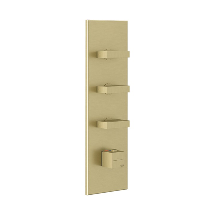Gessi 43026 parte esterna miscelatore termostatico alta portata a parete 3 uscite indipendenti linea RETTANGOLO Gessi 43026 parte esterna miscelatore termostatico alta portata a parete 3 uscite indipendenti linea RETTANGOLO
