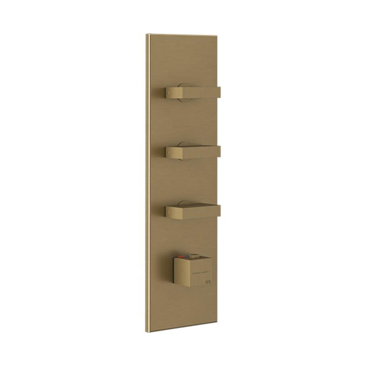 Gessi 43026 parte esterna miscelatore termostatico alta portata a parete 3 uscite indipendenti linea RETTANGOLO Gessi 43026 parte esterna miscelatore termostatico alta portata a parete 3 uscite indipendenti linea RETTANGOLO