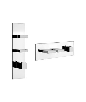 Gessi 43024 parte esterna miscelatore termostatico alta portata a parete 2 uscite indipendenti linea RETTANGOLO