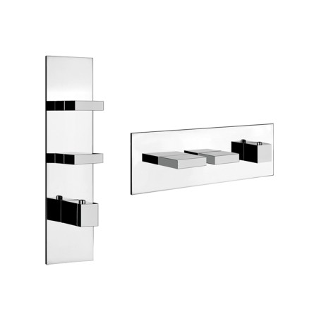 Gessi 43024 parte esterna miscelatore termostatico alta portata a parete 2 uscite indipendenti linea RETTANGOLO
