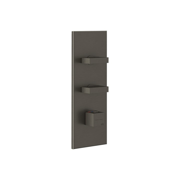 Gessi 43024 parte esterna miscelatore termostatico alta portata a parete 2 uscite indipendenti linea RETTANGOLO Gessi 43024 parte esterna miscelatore termostatico alta portata a parete 2 uscite indipendenti linea RETTANGOLO